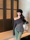 Fongt Body Sling Vest Folded Jersey Women's Autumn New Long-Sleeved Knitted Top Two