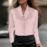 Fongt Shein Spring Autumn Temperament Solid Color Shirt Women's New Explosion
