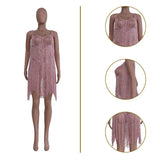 Fongt New Women's Wear Silk Tassel Beach Dress-Outfit