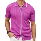 Fongt Men's New Summer Cardigan Knits Single-Dish Short Sleeve Business Polo