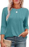 Fongt 2025 New Fashion Casual Roll Collar Seven-Sleeve Top Bottom Shirt