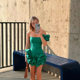 Fongt Dress Tight Dress Irregular Lotus Ribs Waist Dress