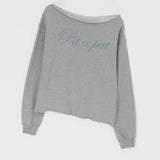 Off The Shoulder Graphic Sweatshirt-Outfit