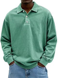 Fongt New Men's Shirt Casual Long-Sleeved Button-Down Polo Shirt Men