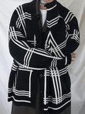 Men's V Neck Checkered Cardigan-Outfit