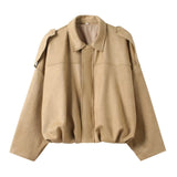 Fongt Spring Pilot Jacket Bat Sleeve Zipper Loose Tuffen Jacket Women's Casual Jacket