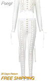 Perspective Mesh Tulle Round Neck Two-Piece Set Women'S Sexy Tight Long Sleeve Top + Split Pants With 2-Piece Club