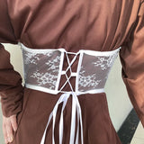 Fongt Autumn New Short Gentle Lace Pearl Waist Seal Fish Bone Strap Decorative Waist Seal Outside