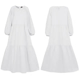 Holiday Pleated Dresses Casual Women Solid Dress Long Lantern Sleeve Maxi Dress Stylish Vestido VONDA Beach 2022 Long