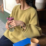 Fongt Casual Knit Sweater 2024 New Thick Needle Wide Soft Waxy Lazy Wind Jacket Female-Outfit