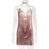 Fongt Station Fashion Nightclub Low Back Strapless Deep V Metal