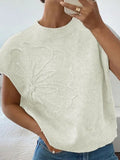 Fongt Loose Women's Sweater Solid Color Knitted Embroidered Sleeveless Vest Vest Topess