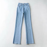 Spring New High-Waisted Micro-Pull Jeans Women's Long Trousers Wide Legs Show Thin High Elastic Bell-Bottoms Floor Pants-Outfit