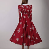 Fongt Women's Wear 2024 New Retro Print Large Pendulum Dress Temperament Waist Slim Dress-Outfit