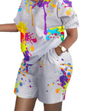 Fongt Women's Explosive Print Short Sleeve Two-Set Commuter