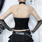 Summer 2024 New Sexy Hot Girl Vest Dark Wind Personality Hole Fabric Hanging Around The Neck-Outfit