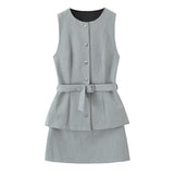 Fongt Women's Dress 2025 New Fashion Temperament Two-Piece Effect Of The Short Dress