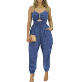 Fongt Women's New Cotton And Linen Jeans Blue Chain Sling Casual Bag To Pull The Back Wrapped Chest