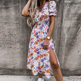 Sexy V Neck Side Slit Elegant Long