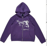 Fongt Popular Zipper Jacket New Retro Hoodie Men's And Women's Coat Tops