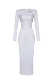 Fongt New Women's Autumn New Horn Long-Sleeved Belt Dress Fashion Temperament
