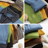 Patchwork Sweater Women Casual Loose Fake Two Piece Knit Tops Spring Fall Lapel Pullover Korean Mom Knitwear Jumper