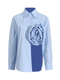 Fongt Summer New Fashion Casual Wind Lapel Flower Splicing Design Sense Hollow Out Slit Long-Sleeved Jacket Women-Outfit