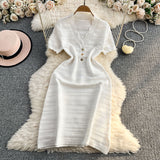 Fongt Stunning Green Dress Woman 2025 Summer New French High-End Temperament Knitted Dress