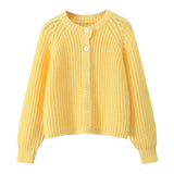 Fongt 2025 New Women's Solid-Color Casual Fashion Coarse Knit Long-Sleeved Sweater Cardigan Jacket