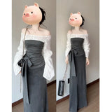 Fongt Temperament Korean Hit Color Shoulder Coat High Waist Skirt Suit Women's Summer New Fashion Temperament Two Sets