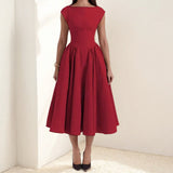 Fongt 2025 French Pure Fashion Elegant Waist Thin Sleeveless Back Hollow Dress