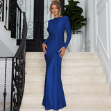 Fongt Women's Evening Dress 2025 Summer New Fashion Temperament Dress With A Round-Neck Long-Sleeved Dress