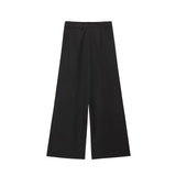 Fongt Women's 2025 Summer New Fashion Retro Waist Design Cardigan Top Broad Leg Trousers Set