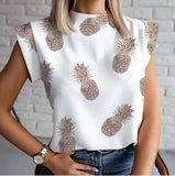 Fongt Simple Lip Pattern Collar Lady Shirt Tsets Commuting Short-Sleeved Tops Slimmed