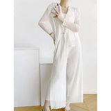 Fongt Folded Net Trousers Women Thin Fake Two Open Shirt Large Design Fashion Daily Set Of Casual Pants