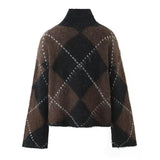 Fongt New Fashion Temperament Female High-Necked Loose Knitted Sweater Mini-Skirt