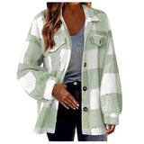Fongt Women's 2025 New Autumn And Winter With Pocket Lattice Lamb Jacket Button Plush