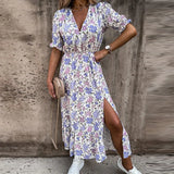Sexy V Neck Side Slit Elegant Long