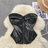 Fongt Locomotive Pure Hot Girl Breast Vest Autumn Zipper Short Design Sense Niche Beautiful Blouse Tide