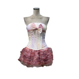 Sweet Baby With Gentle Bow Tie With Fish Bone Stmear Top + Cake Cascading Anti-Walking Shorts