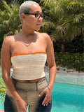 Women Summer Knitted Tube Tops Off Shoulder Strapless Back Criss-cross Tie-Up Sleeveless Vest Slim Tank Bustiers Y2K-Outfit