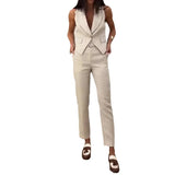 Fongt Summer New Fashion Temperament Simple Vest Suit Long Set Pants