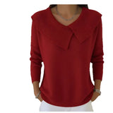 Fongt Retro And Tidly Style 2025 Fashion Temperament Thin Collar Sweater Knitted Lazy Temperament