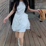 Fongt And White Iris Solid-Colored Vest Dress Woman Design Feeling Small Gentle And Comfortable Sleeveless Casual Dress Summer
