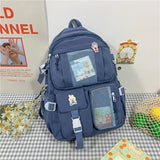 Women Large Capacity Travel Backpack Female Multi-pocket College Waterproof School Bags Transparent Pocket Laptop