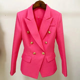 QUALITY Newest 2023 Baroque Designer Blazer Jacket Women's Classic Metal Lion Buttons Double Breasted Slim Fitting