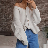 Winter Elegant Solid Women's Sweater Autumn V-Neck Buttons Cardigan Oversized Fashion Korean Knitwears Sweater Jacket