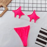 Bikini Set 2022 Sexy Pentagram Design Clear Strap Thong Swimsuit Women Neon Green Transparent Bathing Suit Beach
