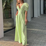 Fongt 2024 New Women's Short-Sleeved Fashion Elegant Plus-Size Wide-Leg