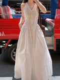 Fongt Island Pink Niche Gentle And Comfortable Thin Hanging Neck Dress Women Lace Splicing French Long Skirt